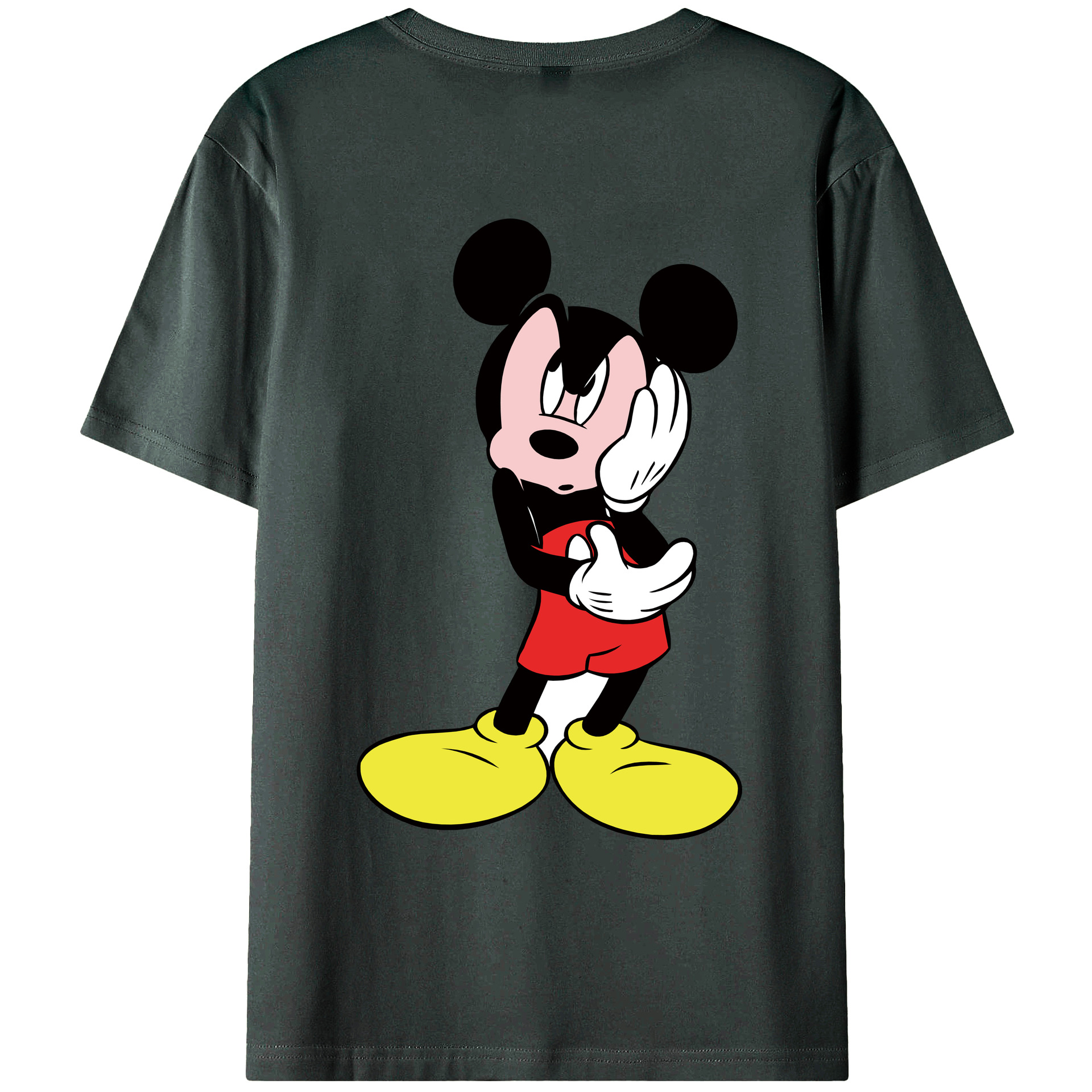 ミッキーマウス Mickey Mouse 綿100％ メンズ半袖Tシャツ（バックプリント） 通気性